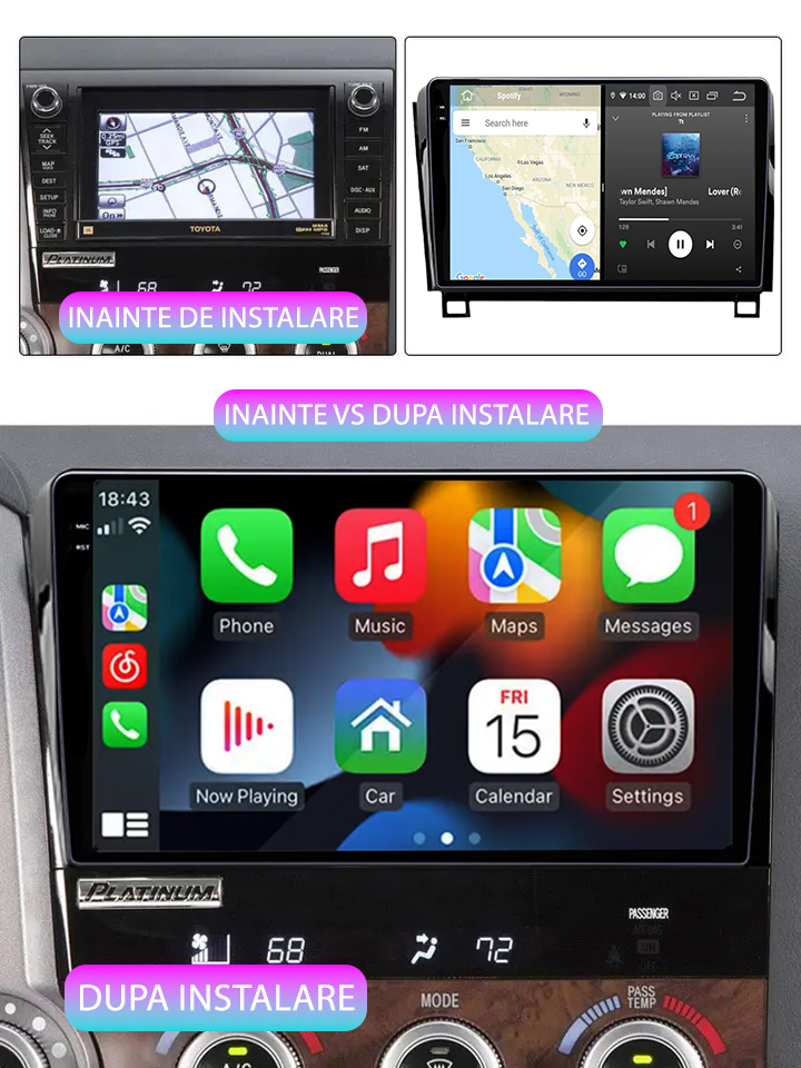 Navigatie dedicata Toyota Tundra 2007-2013, 12GB RAM 256GB ROM, Android 13, Rezolutie 2K, Display QLED, 9", DSP, Carplay, Android Auto, Internet, Youtube, Waze, Wi Fi, USB [5]