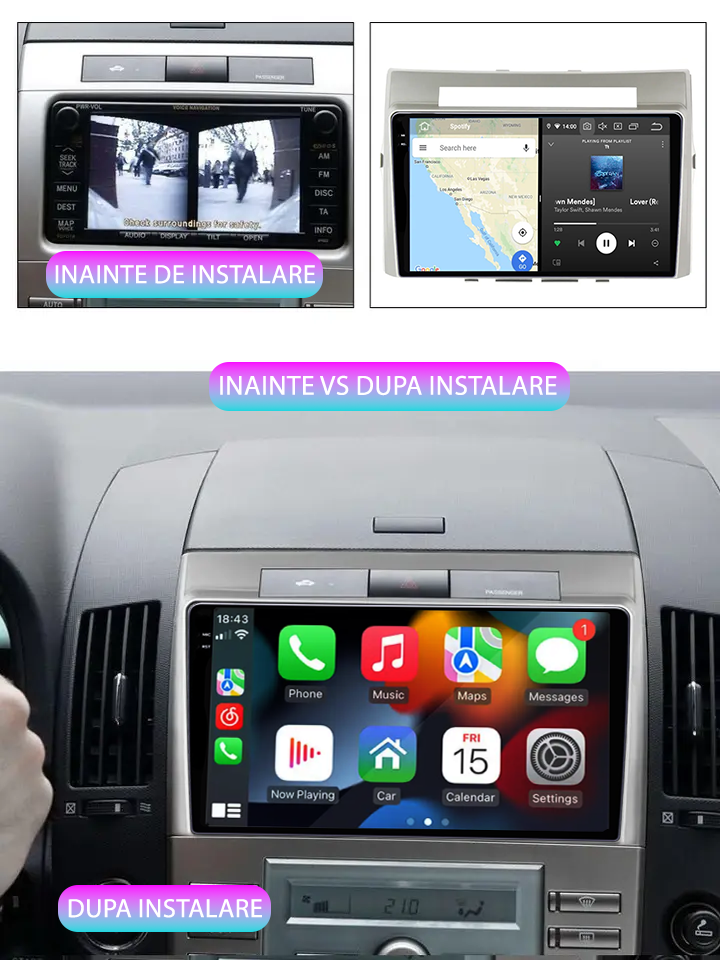 Navigatie dedicata Toyota Verso 2004-2009, 12GB RAM 256GB ROM, Android 13, Rezolutie 2K, Display QLED, 9", DSP, Carplay, Android Auto, Internet, Youtube, Waze, Wi Fi, USB [5]