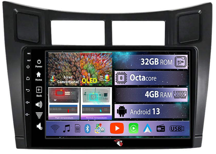 Navigatie dedicata Toyota Yaris 2005-2012, 4GB RAM 32GB ROM, Android 13, Display 9 " , Internet, Aplicatii, Waze, WI-FI, USB, Bluetooth, Mirrorlink [1]