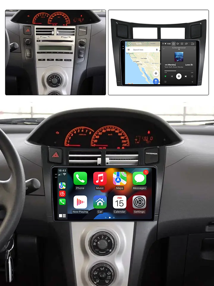 Navigatie dedicata Toyota Yaris 2005-2012, 12GB RAM 256GB ROM, Android 13, Rezolutie 2K, Display QLED, 9", DSP, Carplay, Android Auto, Internet, Youtube, Waze, Wi Fi, USB [5]