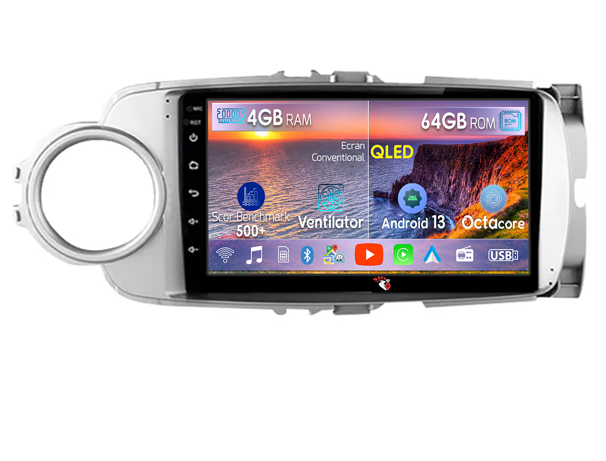 Navigatie dedicata Toyota Yaris 2012-2017, 4GB RAM 64GB ROM, Octacore, Android 13, Display QLED 9", DSP, Carplay, Android Auto, Internet, Youtube, Waze, WIFI, Bluetooth [1]