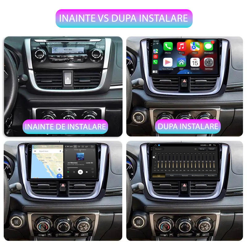 Navigatie dedicata Toyota Yaris ( 2014 + ), 12GB RAM 256GB ROM, Android 13, Rezolutie 2K, Display QLED, 10", DSP, Carplay, Android Auto, Internet, Youtube, Waze, Wi Fi, USB [5]