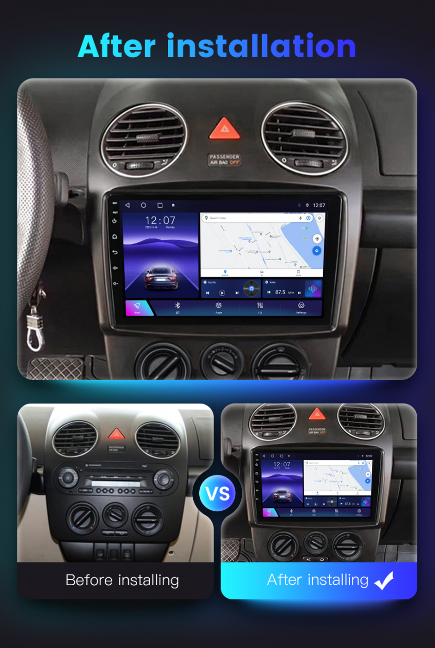 (Resigilata) Navigatie dedicata Volkswagen Beetle, 2GB RAM 32GB ROM, Quad Core, Display 9" IPS Full HD, Carplay, Android 14, Bluetooth, Magazin Play, Suport camere AHD [7]