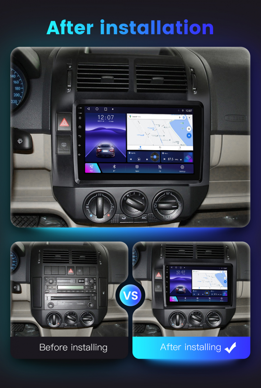 Navigatie dedicata Volkswagen Polo Mk4 2004-2009, 4GB RAM 64GB ROM, Octacore, Android 14, Display QLED 9", DSP, Carplay, Android Auto, Internet, Youtube, Waze, WIFI, Bluetooth [9]