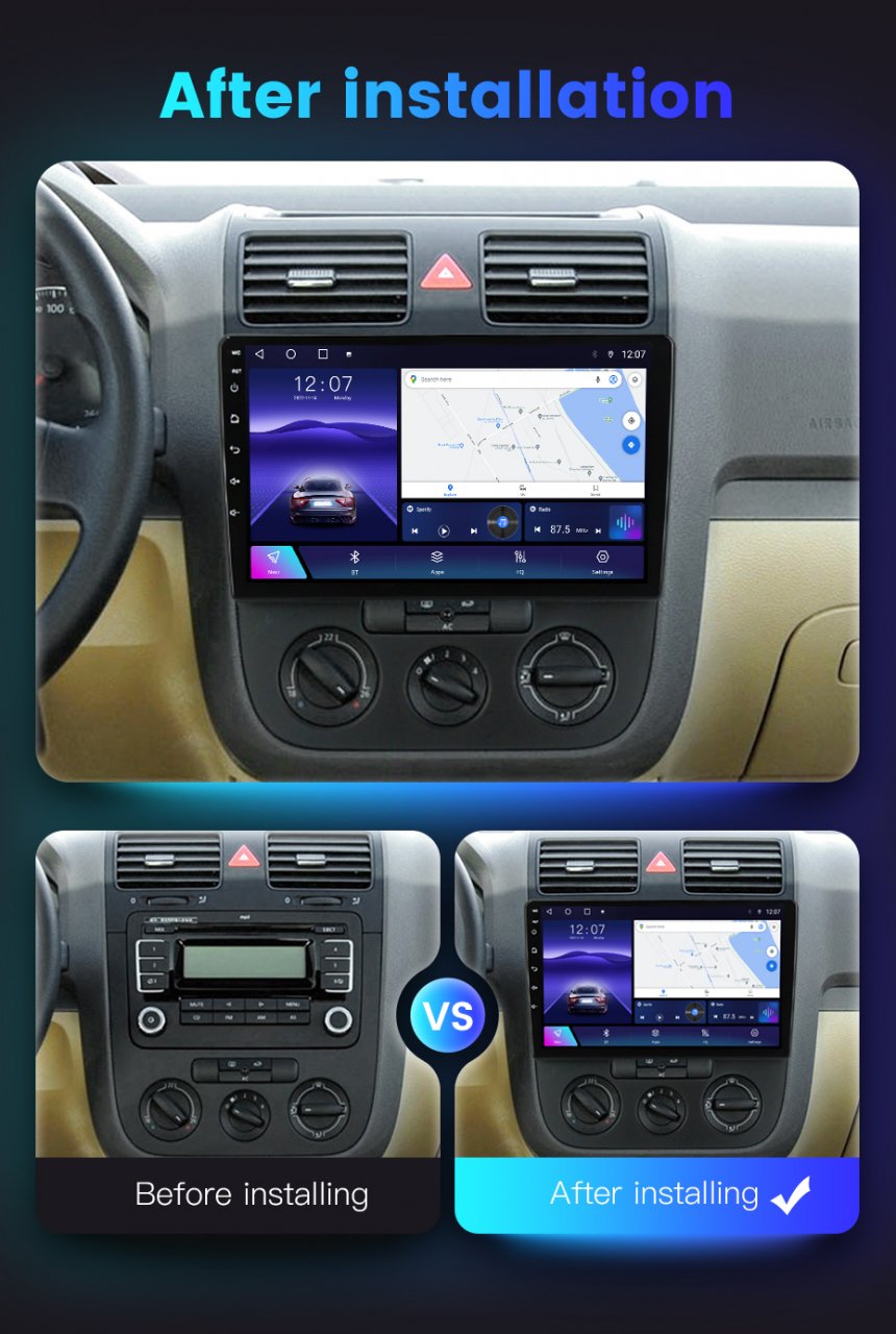 Navigatie dedicata Volkswagen Sagitar / Jetta5 2006-2010 si Golf 5, 4GB RAM 64GB ROM, Octacore, Android 14, Display QLED 10", DSP, Carplay, Android Auto, Internet, Youtube, Waze, WIFI [9]