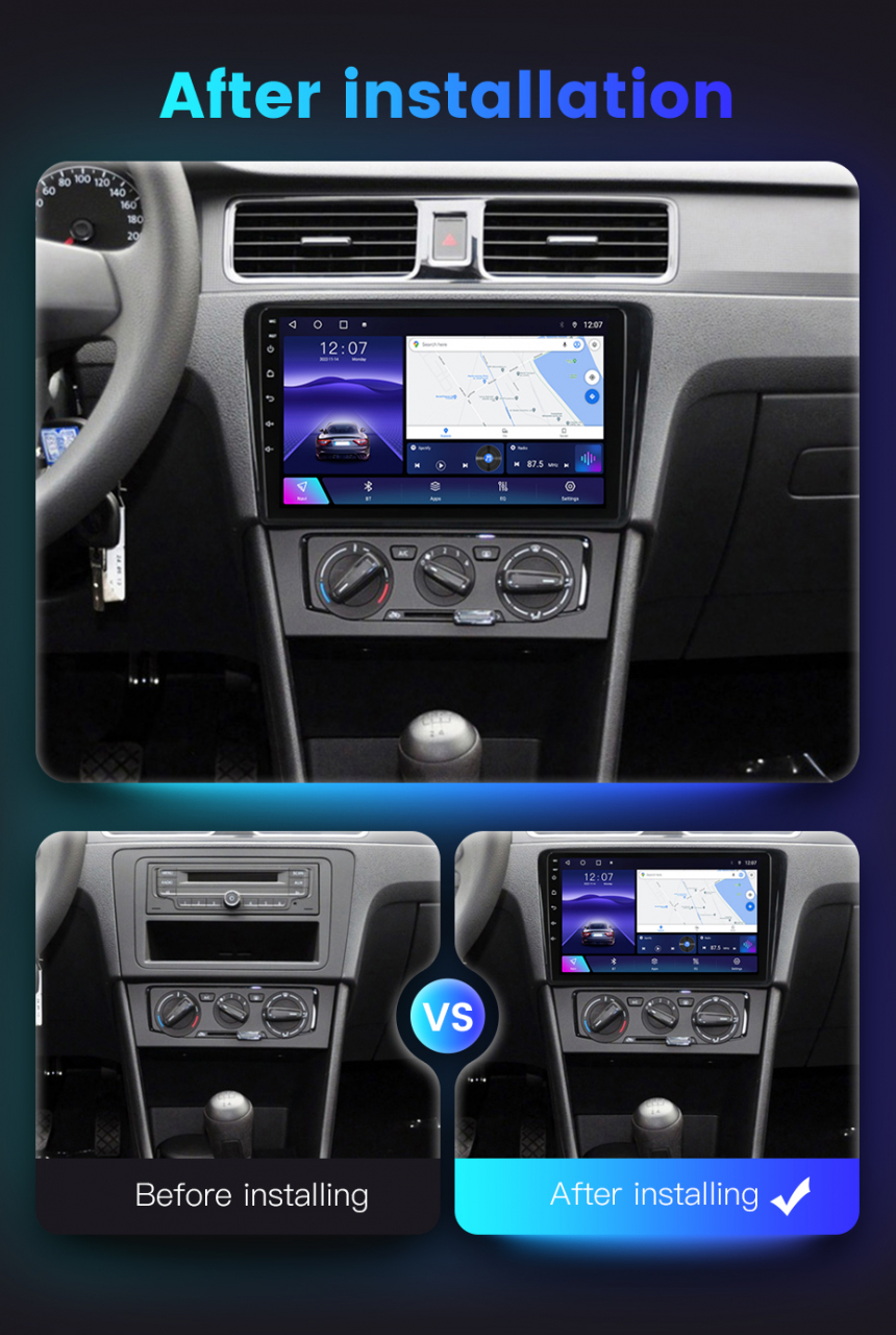 Navigatie dedicata Volkswagen Santana 2013-2017, 4GB RAM 64GB ROM, Octacore, Android 14, Display QLED 9", DSP, Carplay, Android Auto, Internet, Youtube, Waze, WIFI, Bluetooth [7]