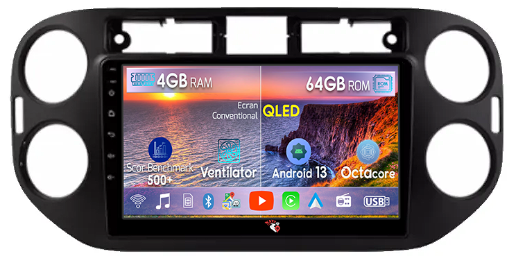Navigatie dedicata Volkswagen Tiguan, 4GB RAM 64GB ROM, Octacore, Android 14, Display QLED 9", DSP, Carplay, Android Auto, Internet, Youtube, Waze, WIFI, Bluetooth [1]