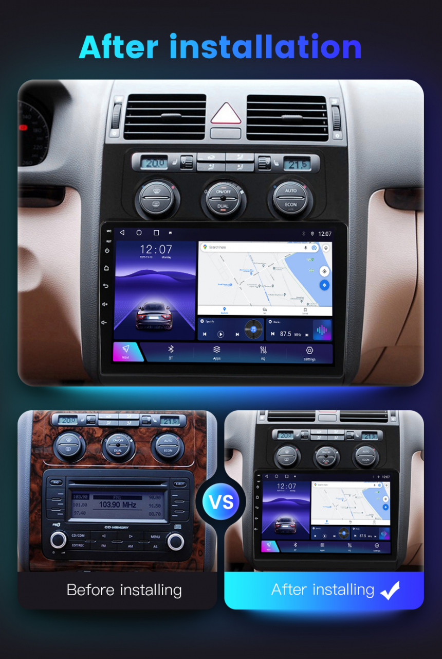 Navigatie dedicata Volkswagen Touran 2003-2015, 4GB RAM 64GB ROM, Octacore, Android 14, Display QLED 10", DSP, Carplay, Android Auto, Internet, Youtube, Waze, WIFI, Bluetooth [9]