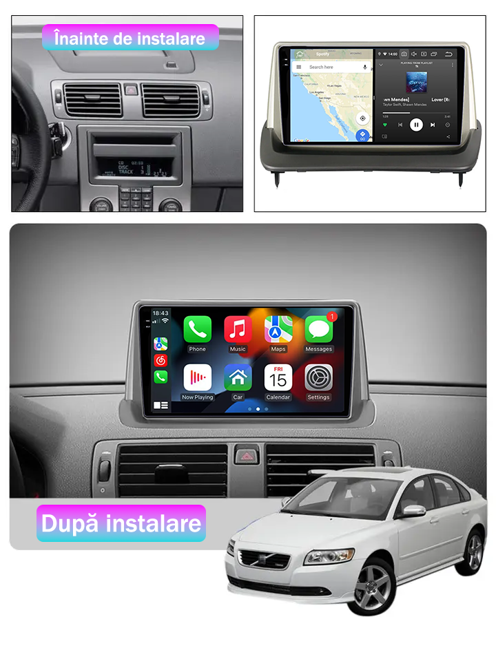 Navigatie dedicata Volvo S40, C30, C70, 12GB RAM 256GB ROM, Android 13, Rezolutie 2K, Display QLED, 7", DSP, Carplay, Android Auto, Internet, Youtube, Waze, Wi Fi, USB [5]