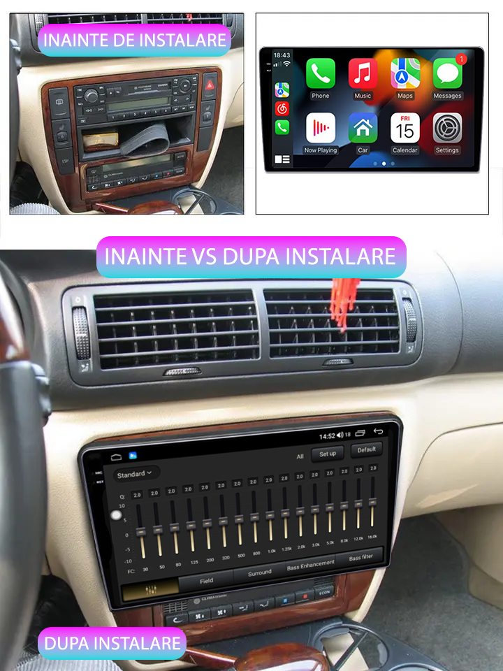 Navigatie dedicata VW Passat B5 1996-2005, 12GB RAM 256GB ROM, Android 14, Rezolutie 2K, Display QLED, 9", DSP, Carplay, Android Auto, Internet, Youtube, Waze, Wi Fi, USB [5]