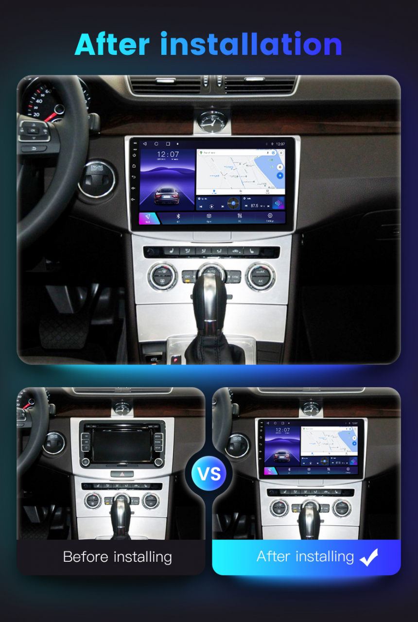 (Resigilata) Navigatie dedicata VW Passat B6/B7 2006+, 2GB RAM 32GB ROM, Quad Core, Display 10" IPS Full HD, Carplay, Android 14, Bluetooth, Magazin Play, Suport camere AHD [2]