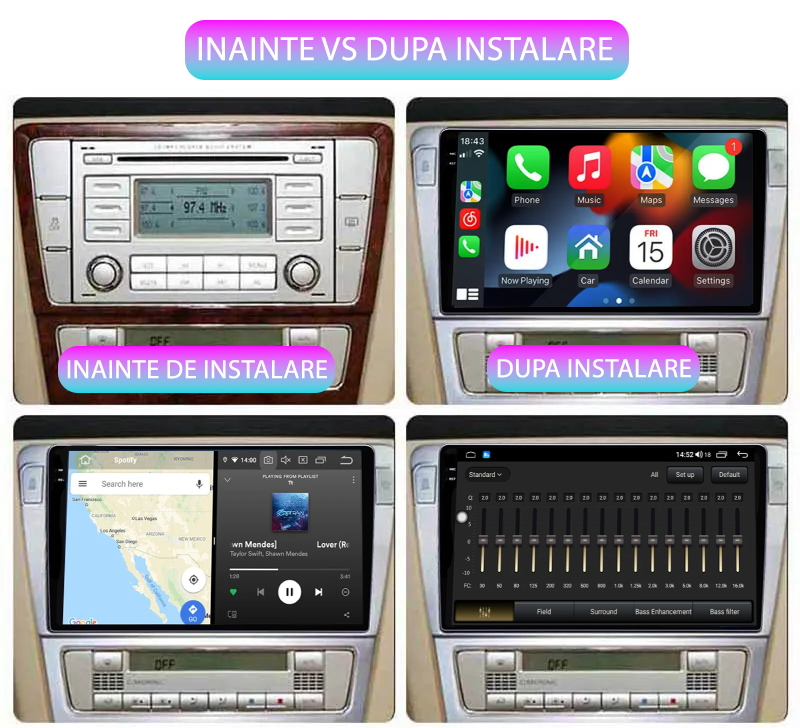 Navigatie dedicata VW Passat B7, 12GB RAM 256GB ROM, Android 14, Rezolutie 2K, Display QLED, 9", DSP, Carplay, Android Auto, Internet, Youtube, Waze, Wi Fi, USB [4]