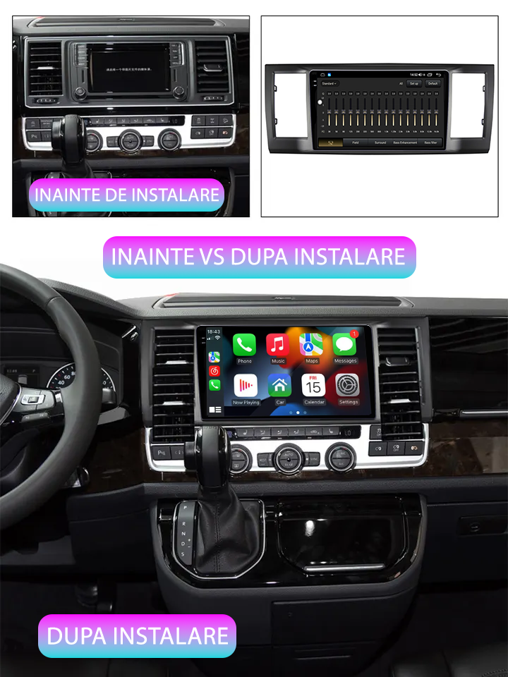 Navigatie dedicata VW T6 2016-2019, 12GB RAM 256GB ROM, Android 14, Rezolutie 2K, Display QLED, 9", DSP, Carplay, Android Auto, Internet, Youtube, Waze, Wi Fi, USB [5]