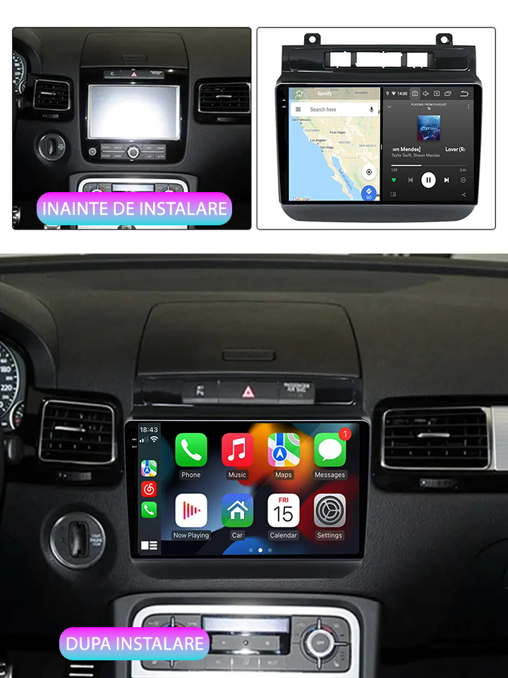 Navigatie dedicata VW Touareg 2012-2015, 12GB RAM 256GB ROM, Android 14, Rezolutie 2K, Display QLED, 9", DSP, Carplay, Android Auto, Internet, Youtube, Waze, Wi Fi, USB [5]