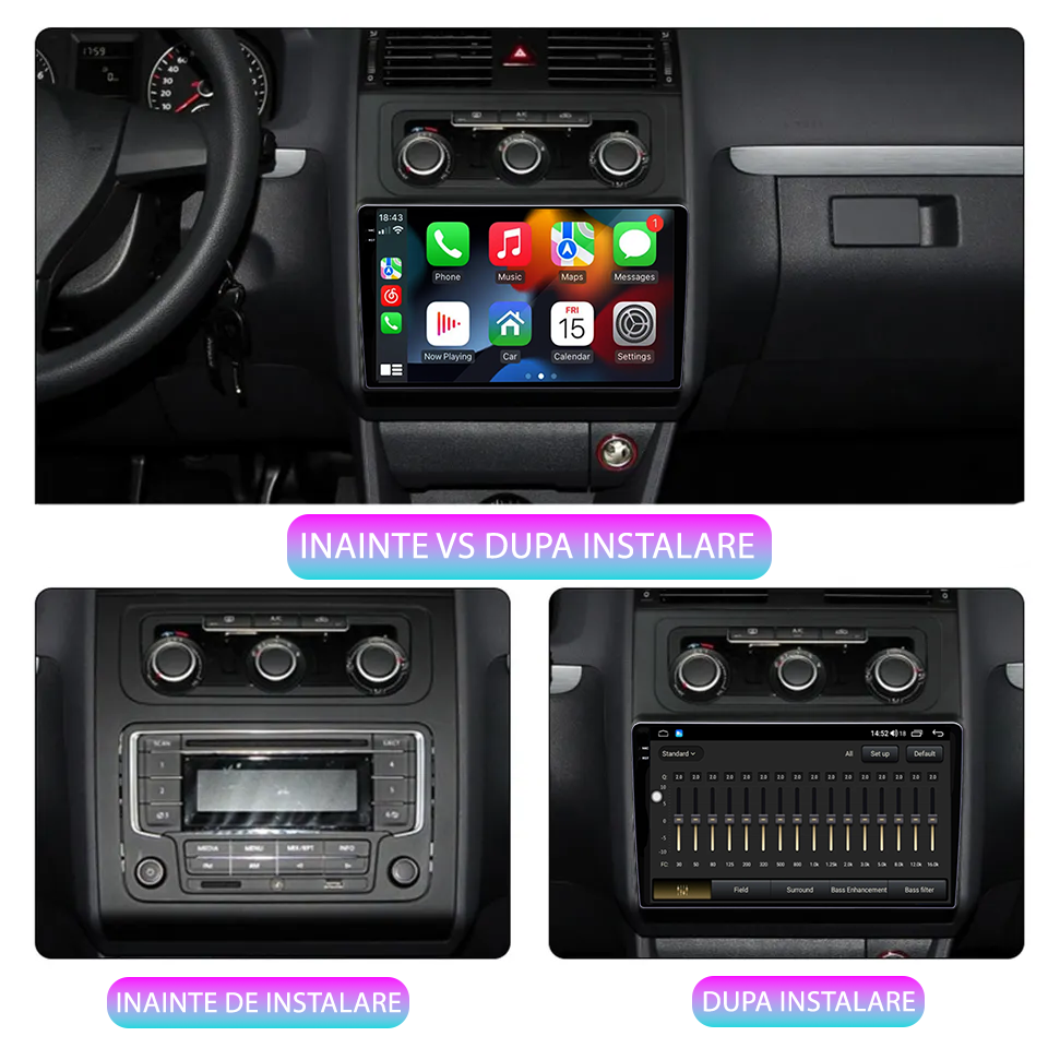 Navigatie dedicata VW Touran 2011-2015, 12GB RAM 256GB ROM, Android 14, Rezolutie 2K, Display QLED, 10", DSP, Carplay, Android Auto, Internet, Youtube, Waze, Wi Fi, USB [5]