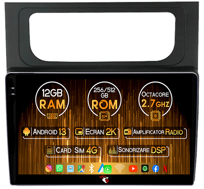 Navigatie dedicata VW Touran 2011-2015, 12GB RAM 256GB ROM, Android 14, Rezolutie 2K, Display QLED, 10", DSP, Carplay, Android Auto, Internet, Youtube, Waze, Wi Fi, USB [1]