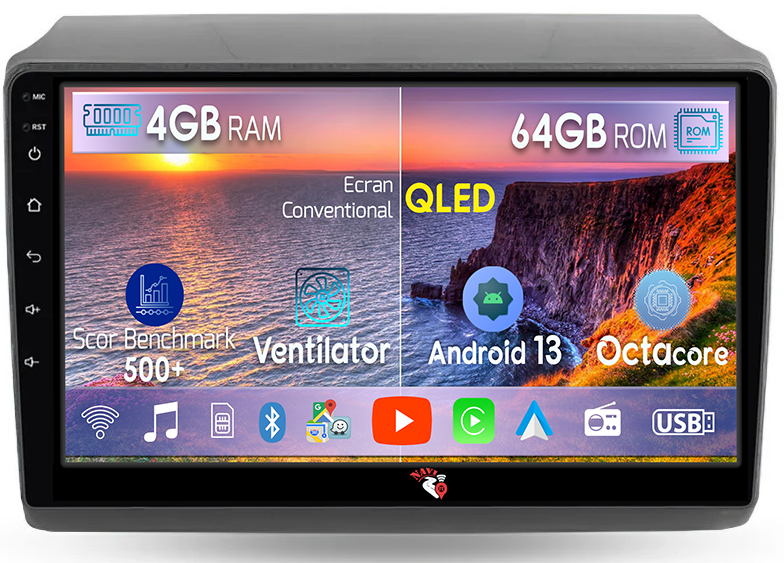 Navigatie dedicata Ducato 2020, 4GB RAM 64GB ROM, Octacore, Android 13, Display QLED 9", DSP, Carplay, Android Auto, Internet, Youtube, Waze, WIFI, Bluetooth [1]