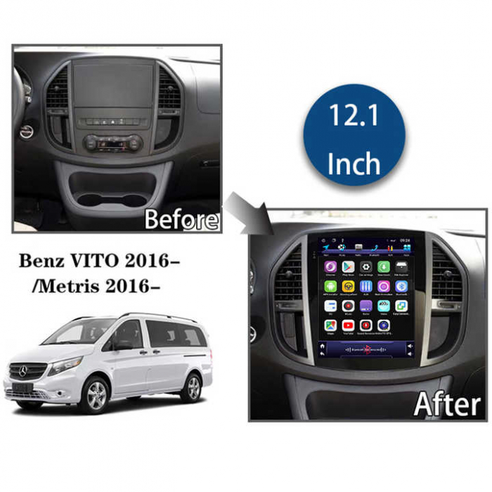 Navigatie dedicata Mercedes Benz Vito Tesla Style, 8+128 GB RAM, ANDROID 13, Carplay&Android Auto, 9.7 inch, Internet, Aplicatii, Waze, GPS [2]