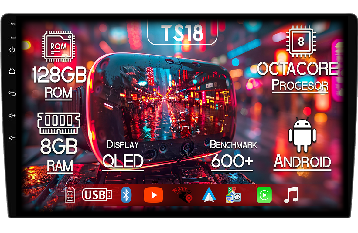 Navigatie GPS universala, 8GB RAM 128GB ROM, Octacore, Platforma TS18, Android 13, Display QLED 10”, Suporta camera 360º, DSP, Carplay&Android Auto, SIM 4G, Ventilator Activ [1]