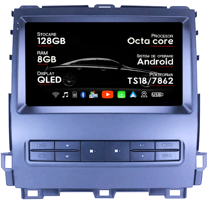 Navigatie Land Cruiser PradoLexus GX470 GX 470 J120 2002-2009, 8GB RAM 128GB ROM, Octacore, Platforma TS18, Android 14, Display QLED 9", Suporta camera 360", DSP, Carplay&Android Auto, SIM 4G, Vent [1]