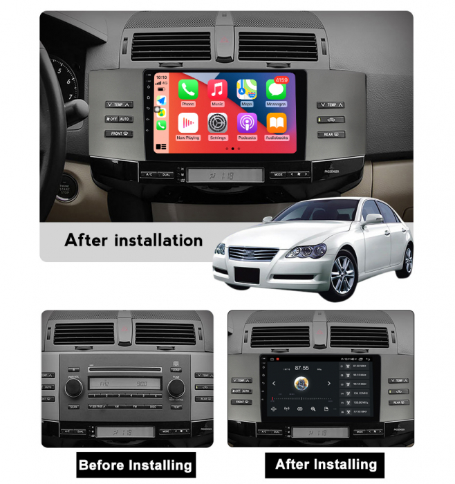 (Resigilata) Navigatie dedicata Toyota Mark 2004-2009, 2GB RAM 32GB ROM, Quad Core, Display 9" IPS Full HD, Carplay, Android 13, Bluetooth, Magazin Play, Suport camere AHD [5]