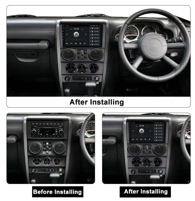 Navigatie dedicata Jeep Wrangler Rubicon 2008-2010, 4GB RAM 32GB ROM, Android 13, Display 9 " , Internet ,Aplicatii , Waze , WI-FI , USB , Bluetooth , Mirrorlink [5]