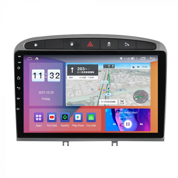 Navigatie dedicata Peugeot 408 GRAY, 4GB RAM 32GB ROM, Android 13, Display 9 " , Internet ,Aplicatii , Waze , WI-FI , USB , Bluetooth , Mirrorlink [5]