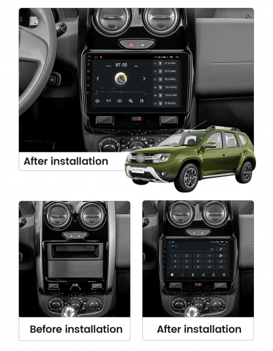 Navigatie dedicata Renault Duster 2015-2020 Lada Largus 2021, 4GB RAM 32GB ROM, Android 13 , Display 9 " , Internet ,Aplicatii , Waze , WI-FI , USB , Bluetooth , Mirrorlink [5]