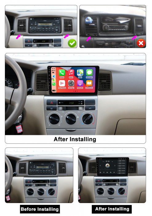 Navigatie dedicata Toyota Corolla EX 2007-2012, 4GB RAM 32GB ROM, Android 13, Display 9 " , Internet, Aplicatii, Waze, WI-FI, USB, Bluetooth, Mirrorlink [4]