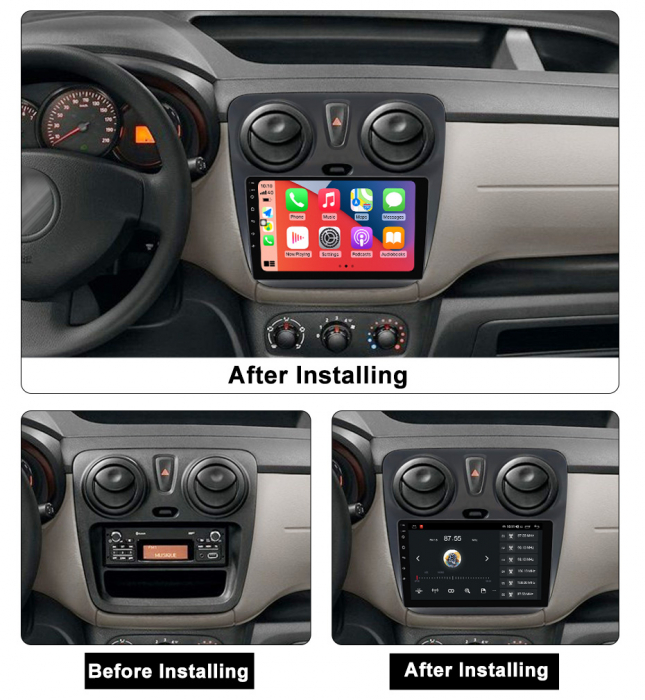 Navigatie dedicata Dacia Dokker 2012, 4GB RAM 64GB ROM, Octacore, Android 13, Display QLED 9", DSP, Carplay, Android Auto, Internet, Youtube, Waze, WIFI, Bluetooth [5]