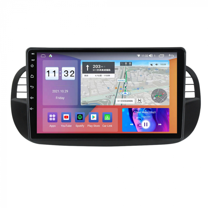 Navigatie dedicata Fiat 500, 4GB RAM 64GB ROM, Octacore, Android 13, Display QLED 9", DSP, Carplay, Android Auto, Internet, Youtube, Waze, WIFI, Bluetooth [4]
