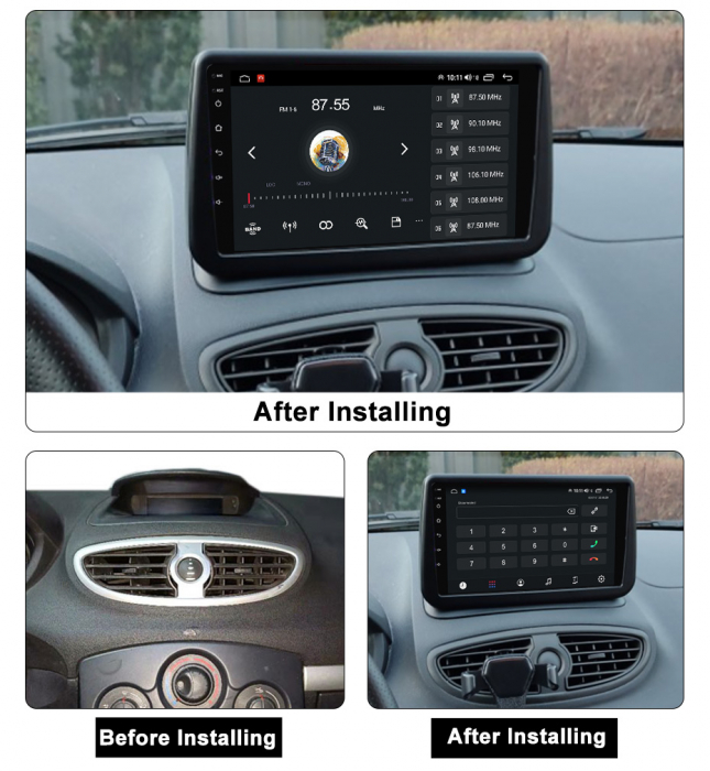 Navigatie dedicata Renault Clio3 2006-2019, 4GB RAM 64GB ROM, Octacore, Android 13, Display QLED 9", DSP, Carplay, Android Auto, Internet, Youtube, Waze, WIFI, Bluetooth [5]