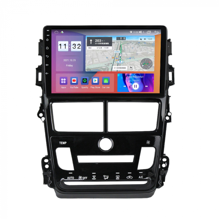 Navigatie dedicata Toyota Vios 2018-2019, 4GB RAM 64GB ROM, Octacore, Android 13, Display QLED 9", DSP, Carplay, Android Auto, Internet, Youtube, Waze, WIFI, Bluetooth [5]