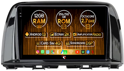 Navigatie NAVI-IT GPS compatibil cu Mazda CX5 2012-2017, 12GB RAM 256GB ROM, Android 13, Rezolutie 2K, Display QLED, 9", DSP, Carplay, Android Auto, Internet, Youtube, Waze, Wi Fi, USB [1]