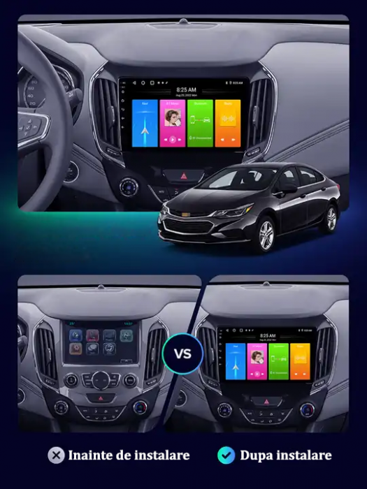 Navigatie dedicata Chevrolet Cruze 2017, 12GB RAM 256GB ROM, Android 13, Rezolutie 2K, Display QLED, 9", DSP, Carplay, Android Auto, Internet, Youtube, Waze, Wi Fi, USB [5]