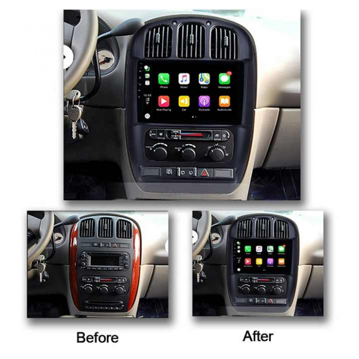 (Resigilata) Navigatie dedicata Chrysler Pacifica 2006-2012/Dodge Caravan, 2 GB RAM 32GB ROM, Android 13, Display IPS, 9", DSP, Carplay, Android Auto, Internet, Youtube , Waze , Wi Fi , Usb , Blue [3]