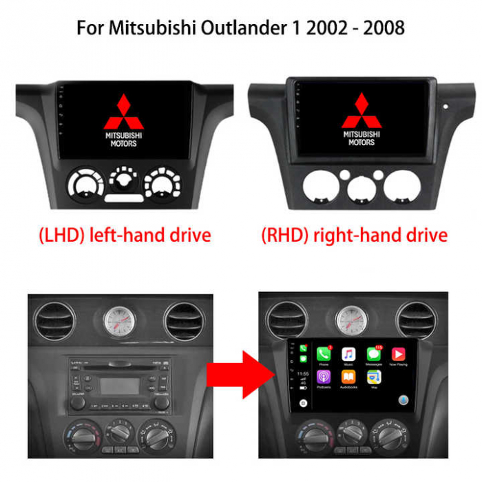 Navigatie dedicata Mitsubishi Airtrek Outlander 2001-2005, 4GB RAM 64GB ROM, Octacore, Android 13, Display QLED 10", DSP, Carplay, Android Auto, Internet, Youtube, Waze, WIFI, Bluetoo [3]
