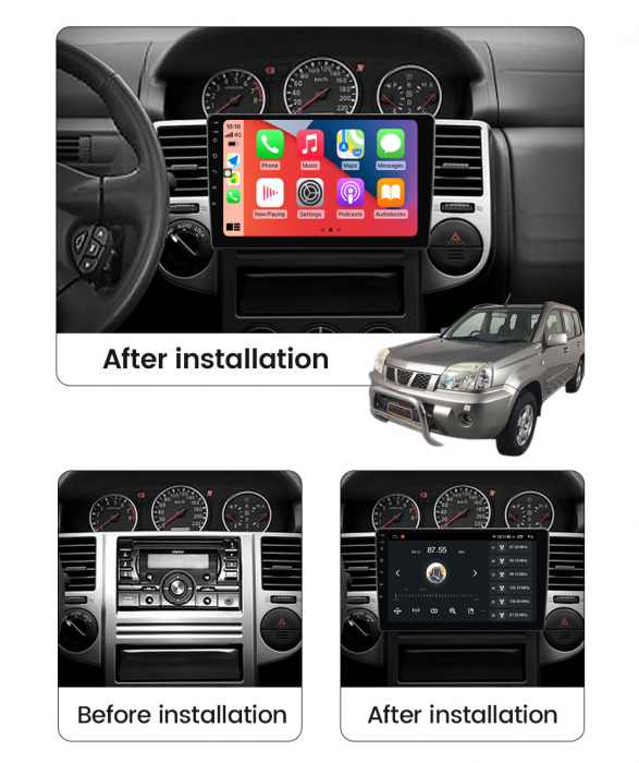 (Resigilata) Navigatie dedicata Nissan X-Trail 2000-2007, 2GB RAM 32GB ROM, Quad Core, Display 10" IPS Full HD, Carplay, Android 13, Bluetooth, Magazin Play, Suport camere AHD [5]