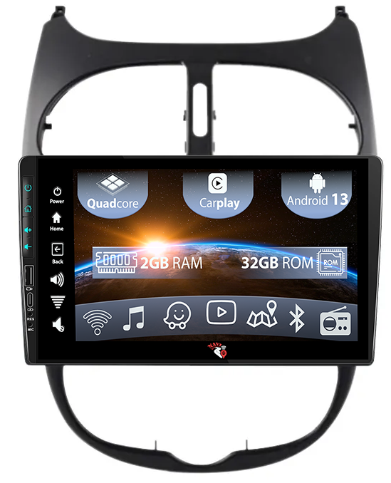 Navigatie dedicata Peugeot 206 2004-2008, USB&Butoane fizice frontale, Android 13, Wireless Carplay si Android auto 2GB RAM 32 ROM, Display IPS, 9 inch, Microfon Extern [1]