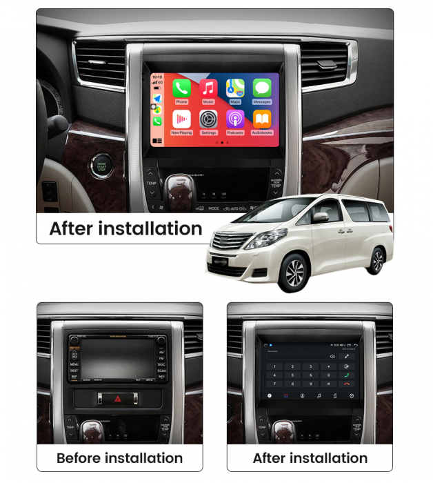 Navigatie dedicata Toyota Alphard 2008-2014, 12GB RAM 256GB ROM, Android 13, Rezolutie 2K, Display QLED, 9", DSP, Carplay, Android Auto, Internet, Youtube, Waze, Wi Fi, USB [7]