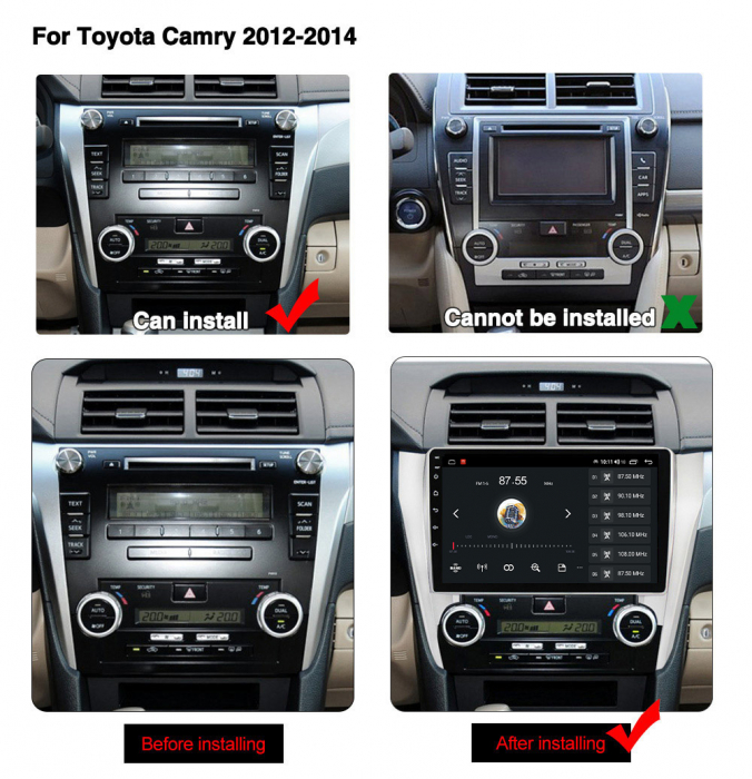 Navigatie dedicata Toyota Camry 2011-2014, USB&Butoane fizice frontale, Android 13, Wireless Carplay si Android auto 2 GB RAM 32 ROM, Display IPS, 9 inch, Microfon Extern [5]