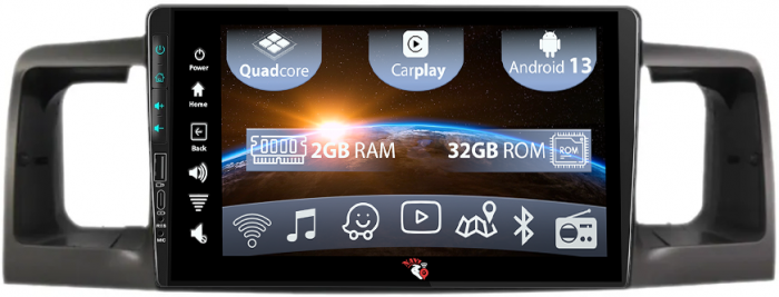 Navigatie dedicata Toyota Corolla 2000-2004, USB&Butoane fizice frontale, Android 13, Wireless Carplay si Android auto 2 GB RAM 32 ROM, Display IPS, 9 inch, Microfon Extern [1]