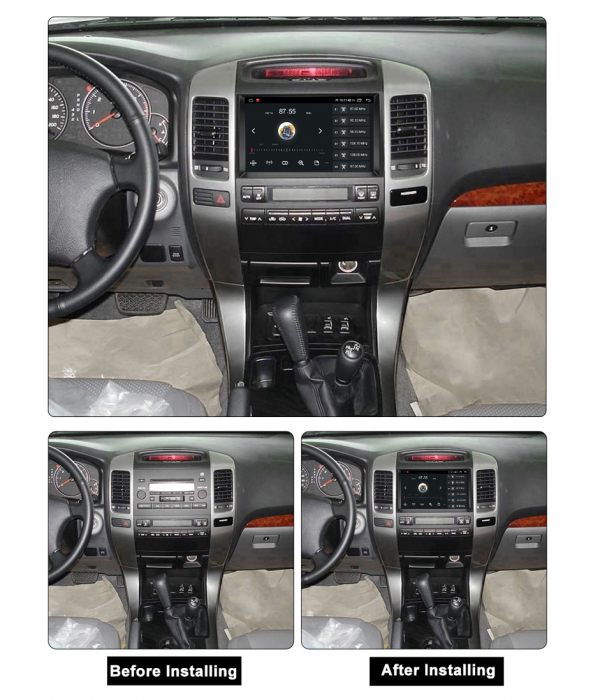 Navigatie dedicata Toyota Prado 2002-2009, 12GB RAM 256GB ROM, Android 13, Rezolutie 2K, Display QLED, 9", DSP, Carplay, Android Auto, Internet, Youtube, Waze, Wi Fi, USB [4]