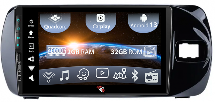 Navigatie dedicata Toyota Vitz 2016-2020, USB&Butoane fizice frontale, Android 13, Wireless Carplay si Android auto 2 GB RAM 32 ROM, Display IPS, 9 inch, Microfon Extern [1]