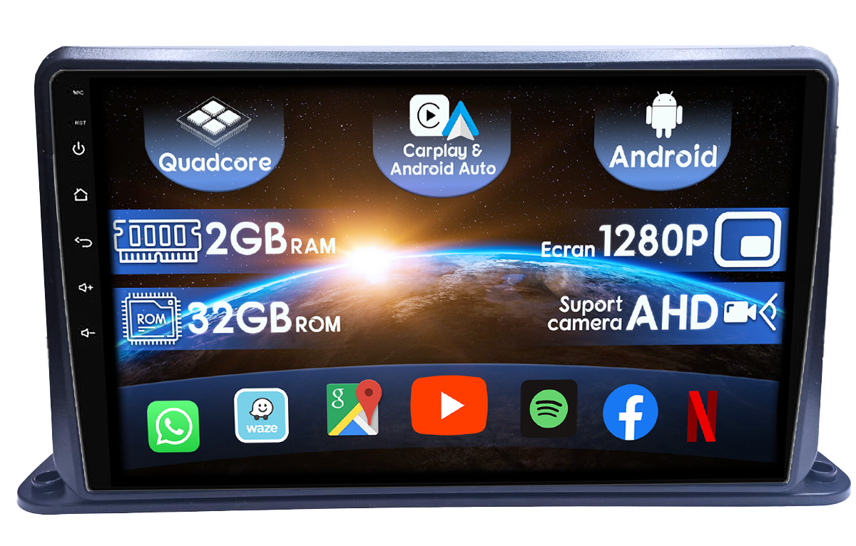 (Resigilata) Navigatie Universala cu instalare pe bord, 2GB RAM 32GB ROM, Quad Core, Display 9" IPS Full HD, Carplay&Android Auto, Android 14, Suport camere AHD [1]