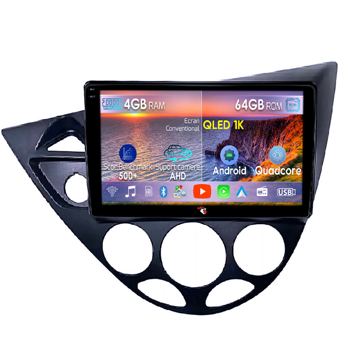 Navigatii dedicate Focus 1999-2005, 4GB RAM 64GB ROM, Octacore, Android 14, Display QLED 1K 9", Carplay&Android Auto, SIM 4G, Ventilator Activ [1]