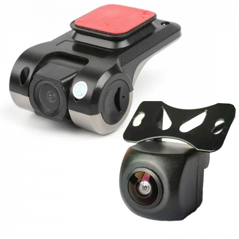 Pachet Camera Trafic DVR, Afisaj Live si Inregistrare in Navigatie & Camera marsarier 4 leduri, patrata, Full HD [1]