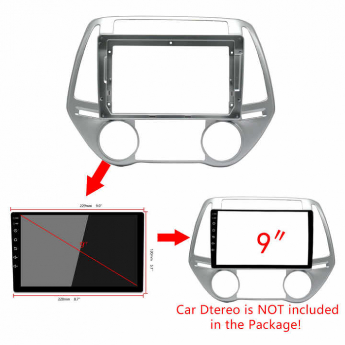 Rama adaptoare compatibil cu Hyundai i20 2012-2014 de 9 inch [2]