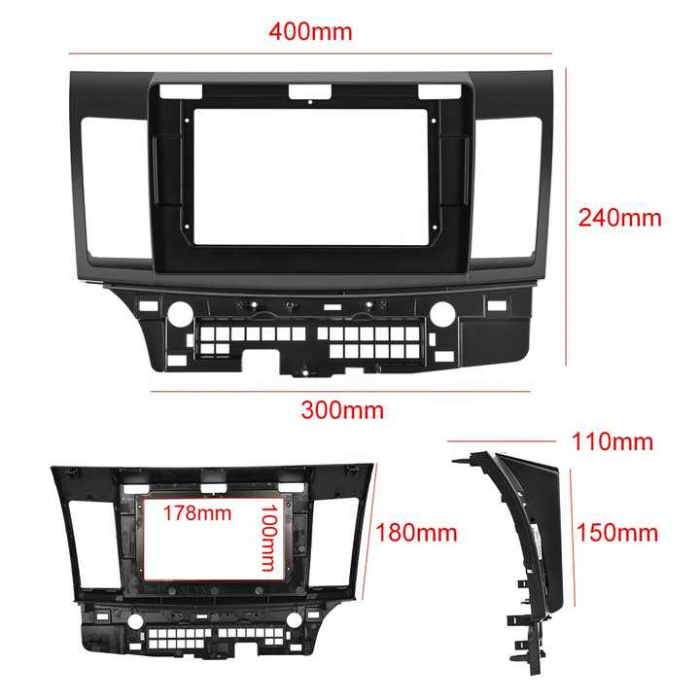 Rama adaptoare compatibil cu Mitsubishi Lancer 2014-2015 de 10.1 inch [2]