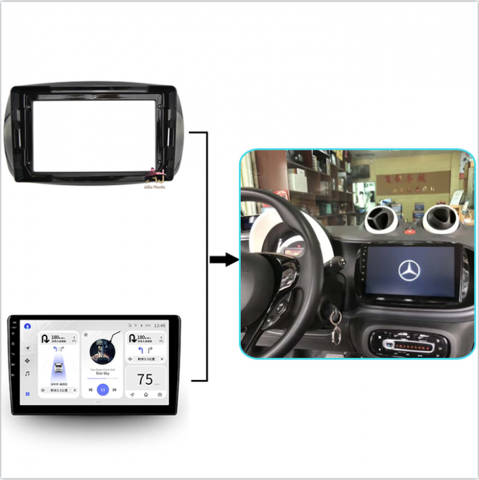 Rama adaptoare compatibil cu Smart Fortwo 2016 de 9 inch [2]